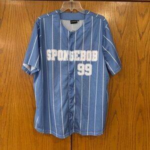 SpongeBob 99 2XL Pinstripe Button-Up Jersey Patrick Mr. Crabs Sandy Squidward